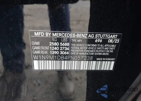 2023 Mercedes-Benz Eqb 350 Suv 4Matic из США, поврежденный, VIN W1N9M1DB4PN057238